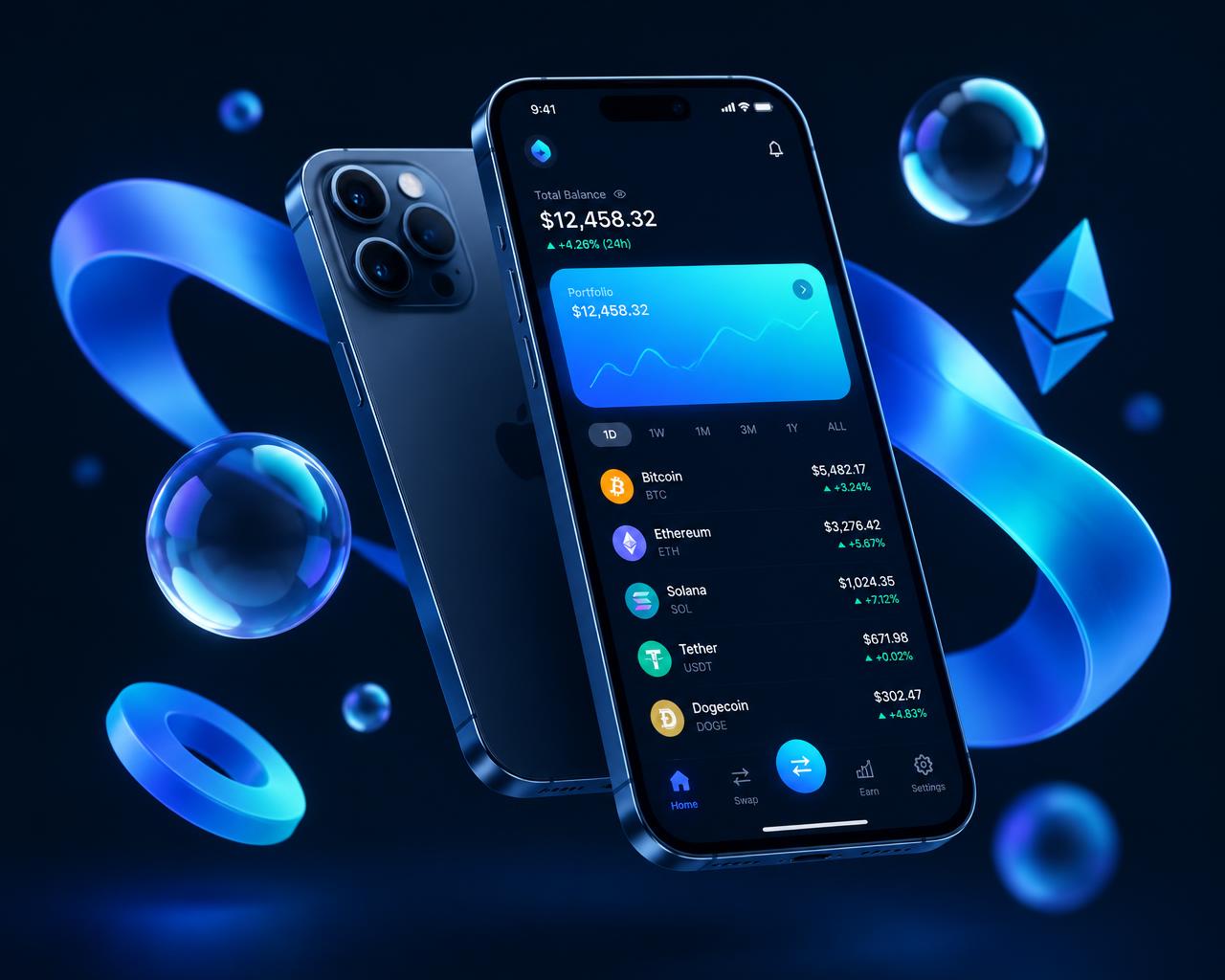 WafiWallet portfolio and token screens
